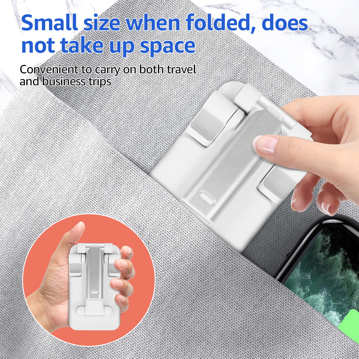 Adjustable Cell Phone Desktop Holder White