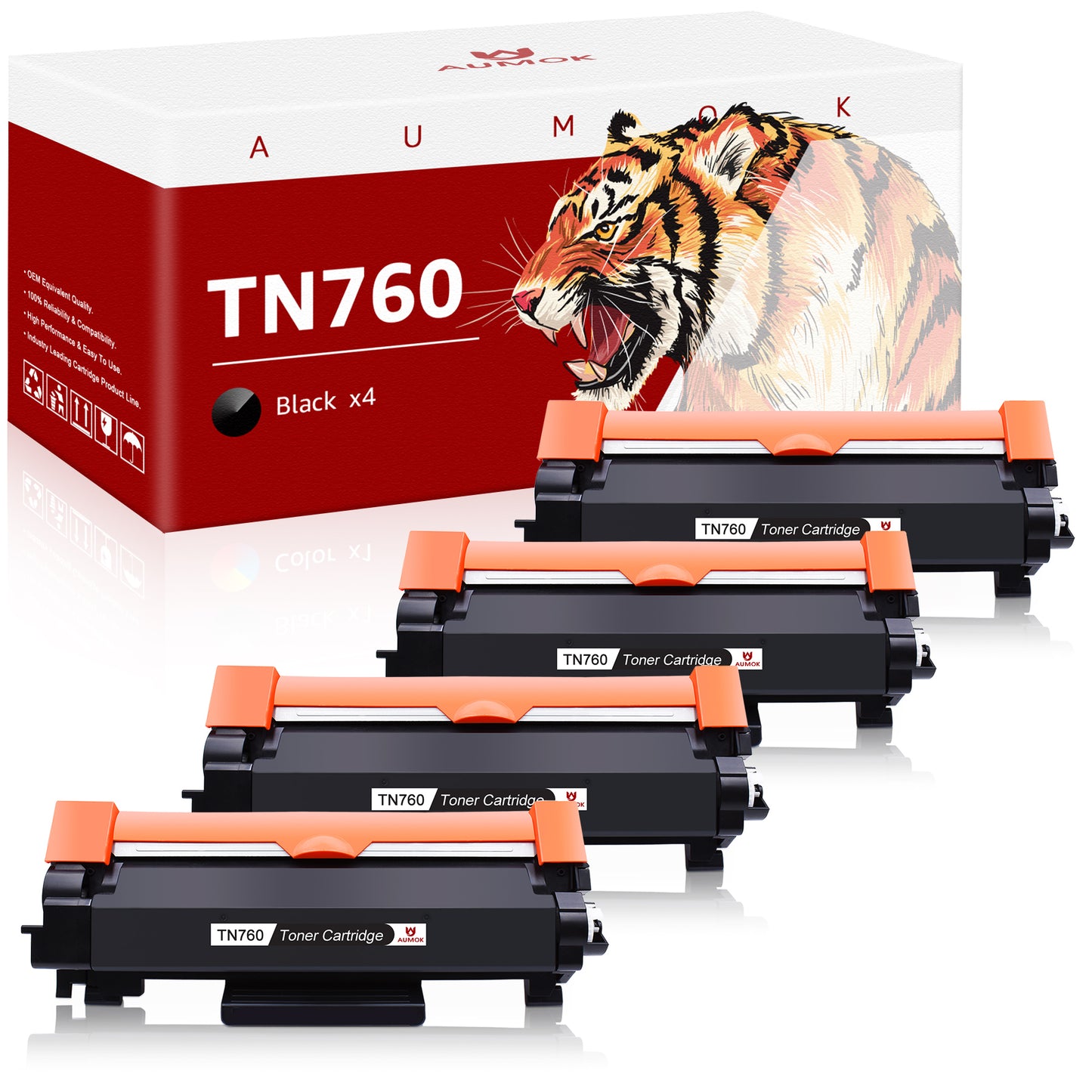 TN760 TN730 Toner Cartridge Replacement for L2370DW L2370DWXL L2390DW L2395DW Printer Ink (Black,4-pack)