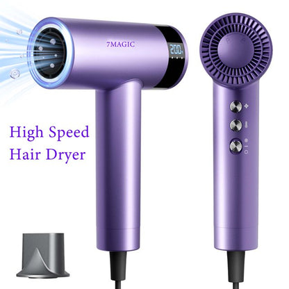 7MAGIC Hair Dryer, 1500W High Speed Low  Negative Ionic Hair Dryer, 110,000 RPM Brushless Motor, Purple