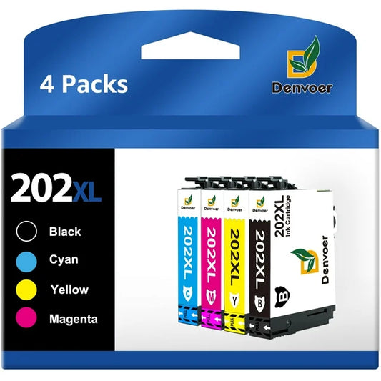 202XL 202 XL Ink Cartridges Replacement for Epson(4-Pack, 1 Black, 1 Cyan, 1 Magenta, 1 Yellow)