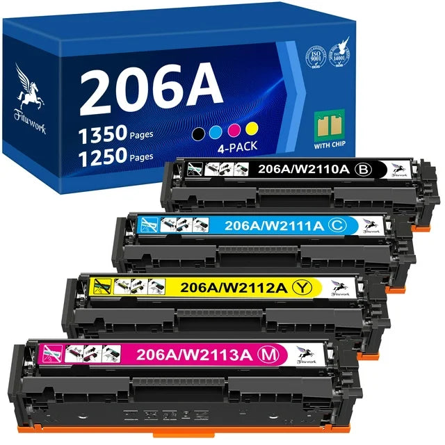 206A 206X M283fdw Toner Cartridges 4 Pack Set (with Chip)