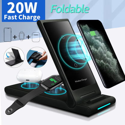 Mulisoft 3 in 1 Wireless Charging Station Compatible for Apple