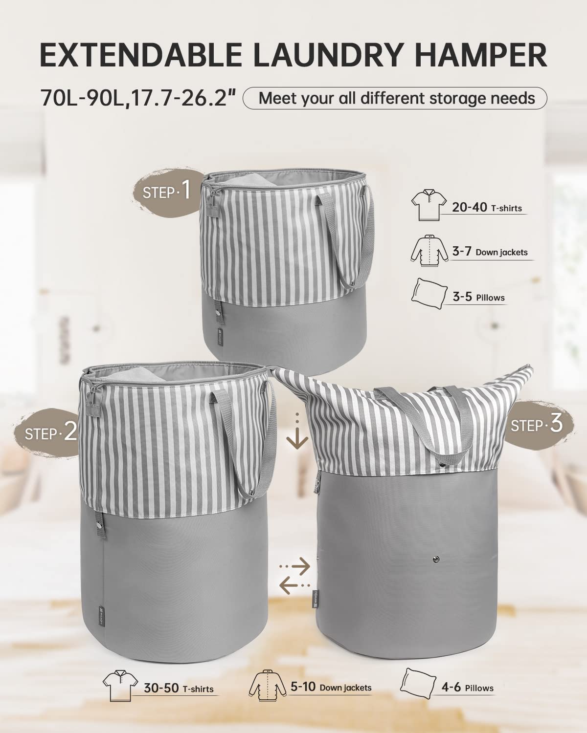 Large Laundry Hamper 90L