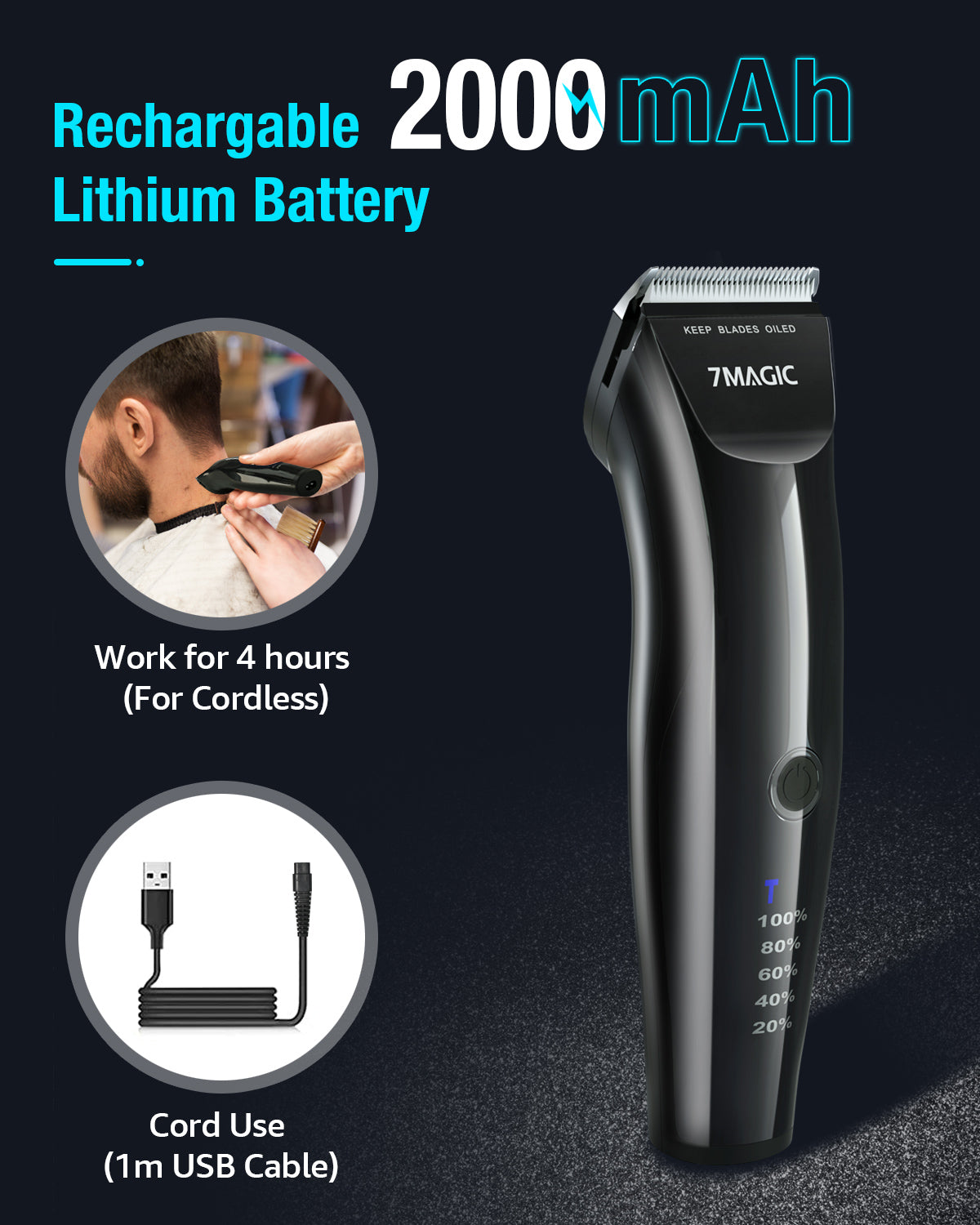 Cordless Hair Clippers for Men