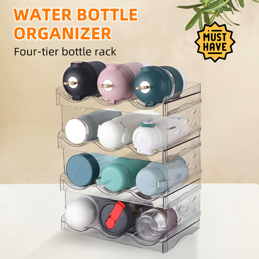 Stackable Water Bottle Organizer for Cabinet 4 Tier