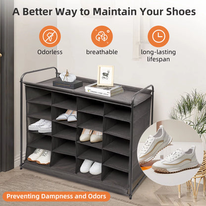 5-Tier Shoe Rack with 20-Grid Storage