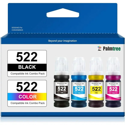 522 Ink Refill Bottles High Capacity Compatible for Epson(Black, Cyan, Magenta, Yellow, 4-Pack)