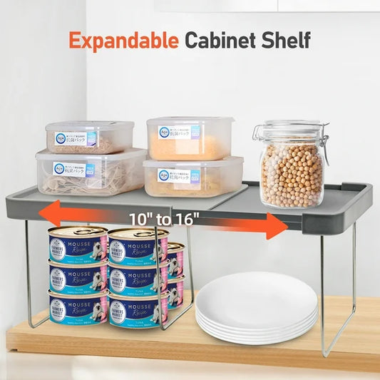 Expandable Cabinet Storage Shelf Rack,Kitchen Free Standing Spice Rack for Bathroom, Countertop, Pantry