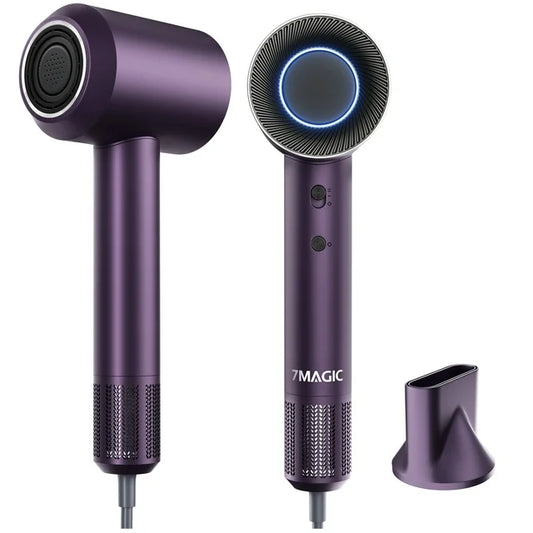 High Speed Hair Dryer, 110,000RPM Brushless  Dryer for Home and Travel, Magnetic Nozzle, Purple