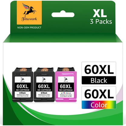 60XL for HP 60 Ink Cartridge Combo Pack Color and Black Used for HP