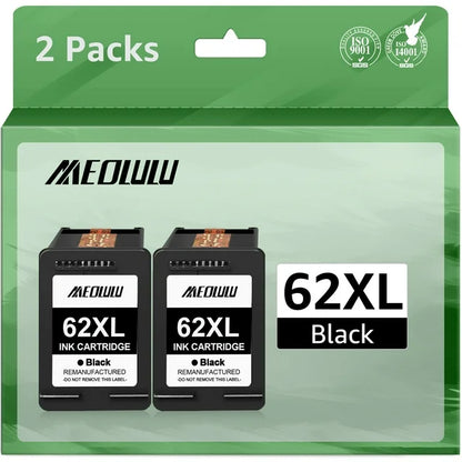 62XL Black Ink Cartridge Combo Pack Replacement for HP(2 Black)