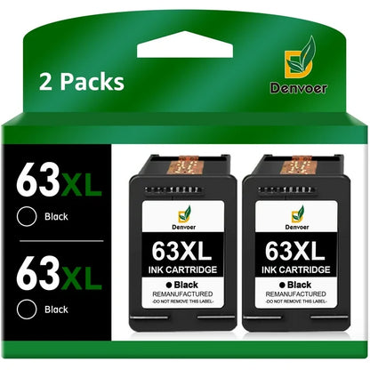 63XL Black Ink Cartridge Replacement for HP (2 Black)