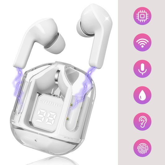 Bluetooth Headphones with Wireless Charging Case White