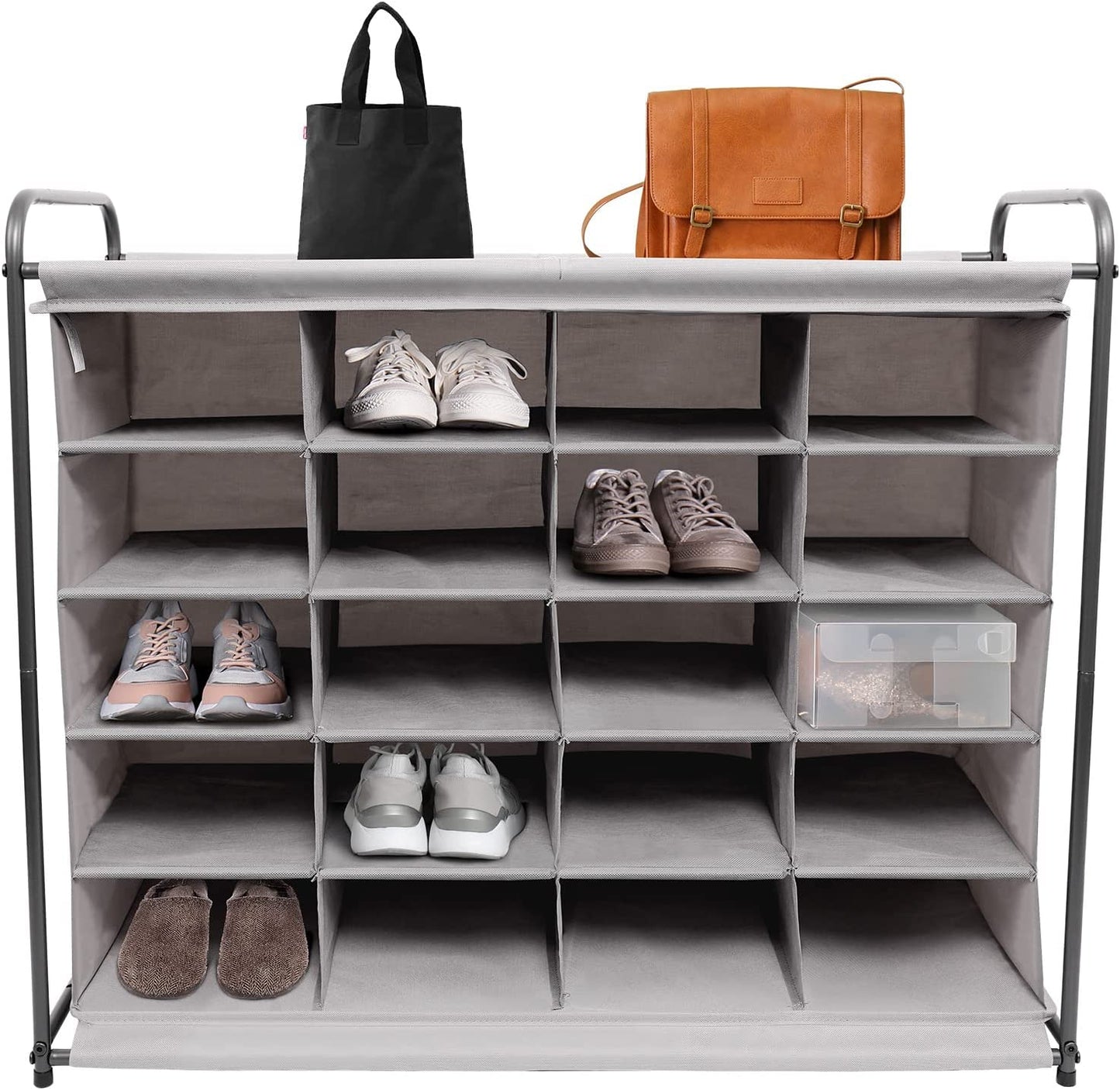 MULISOFT 20-Grid Shoe Rack Organizer Large Capacity, Shoe Cubby for Better Shoe Care, Space-saving Cubby Shoe Rack, Shoe Organizer Cubby Easy to Move for Entryway, Closet, Dormitories, Garage, Grey