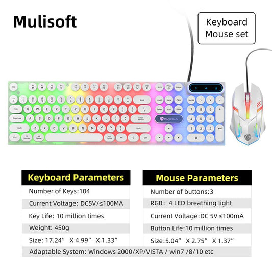 Keyboard and Mouse Combo, Full-Size Keyboard(white)