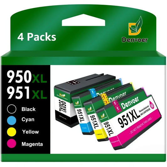 950XL 951XL Combo Compatible for HP(4-Pack, 1 Black, 1 Cyan, 1 Magenta, 1 Yellow)