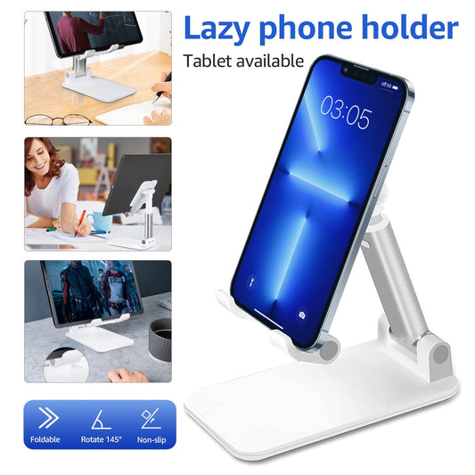 Adjustable Cell Phone Desktop Holder White