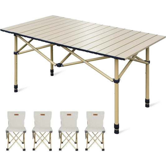 Camping Portable Folding Tables & 2Pcs Chairs Set