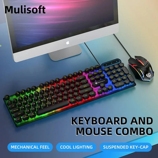 Keyboard and Mouse Combo, USB Wired Backlit Keyboard