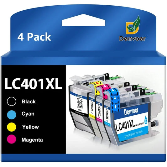 LC401XL Ink Cartridges for Brother Printer(Black Cyan Magenta Yellow, 4-Pack)