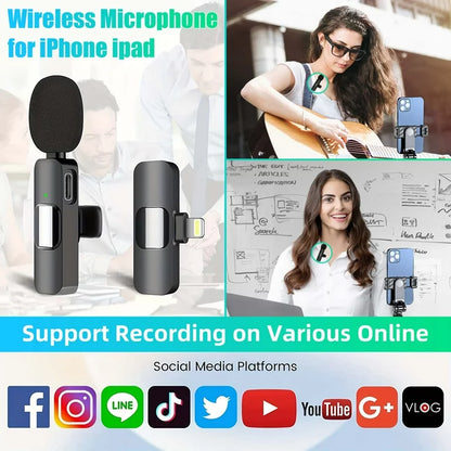 Wireless Microphone for iPhone, Cordless Omnidirectional Clip Mic