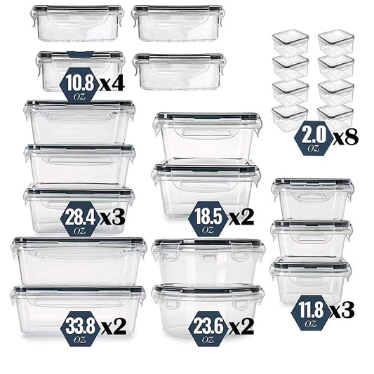 24 Piece Food Storage Containers Variety Set, Black