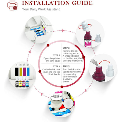 Epson 502 Ink Bottles for EcoTank High Yield T502 502 Ink Refill