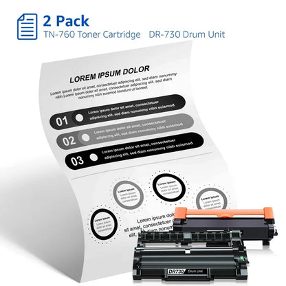 TN760 TN730 Toner Replacement Black-4 Pack