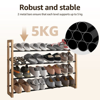 4-Tier Expandable Shoe Rack, Adjustable Shoes Organizer Storage Shelf