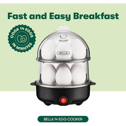 Electric Egg Cooker and Poacher with Auto Shut Off- 14 Egg Capacity Tray, Double Stack, Black