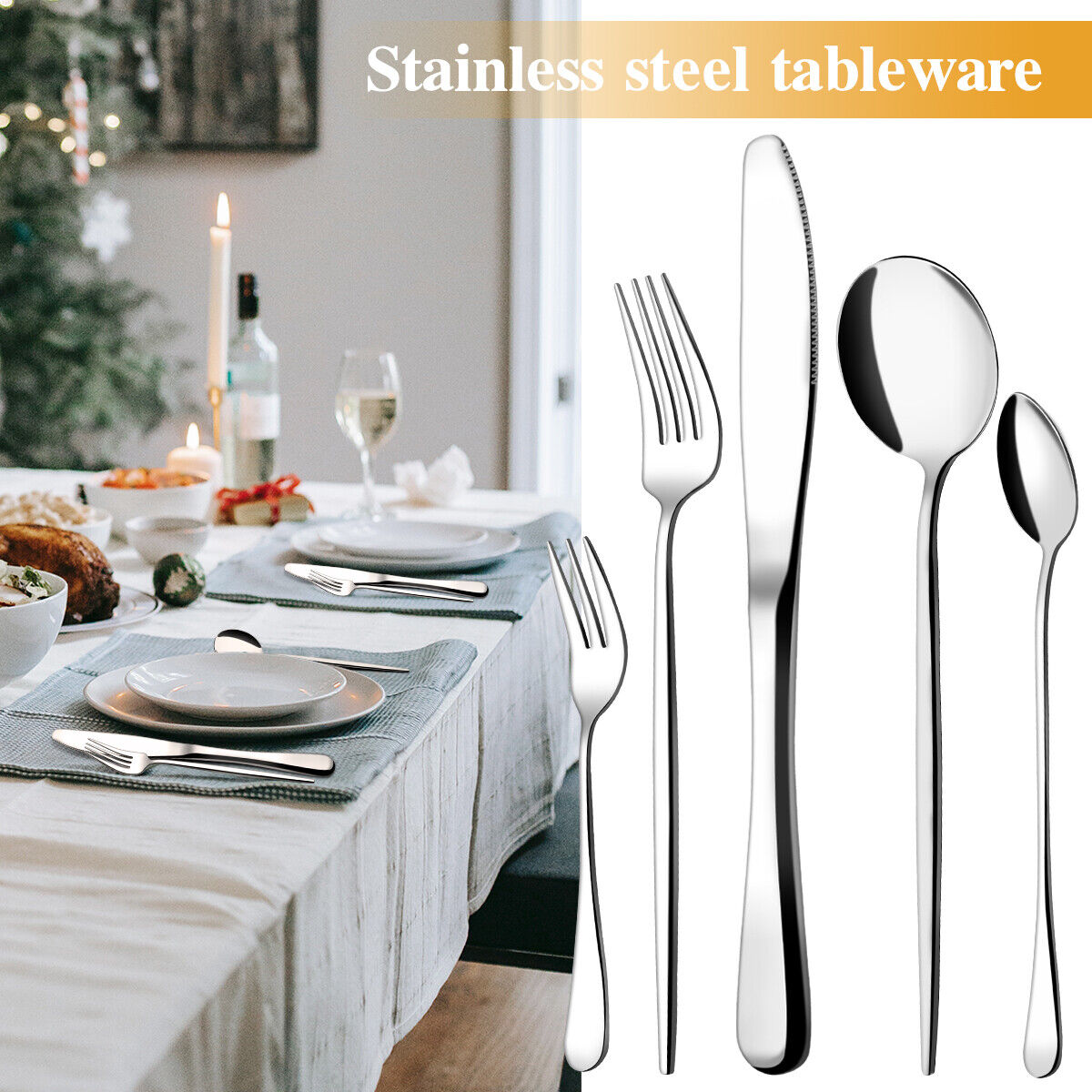 5x 5 Pieces Silver Silverware Set