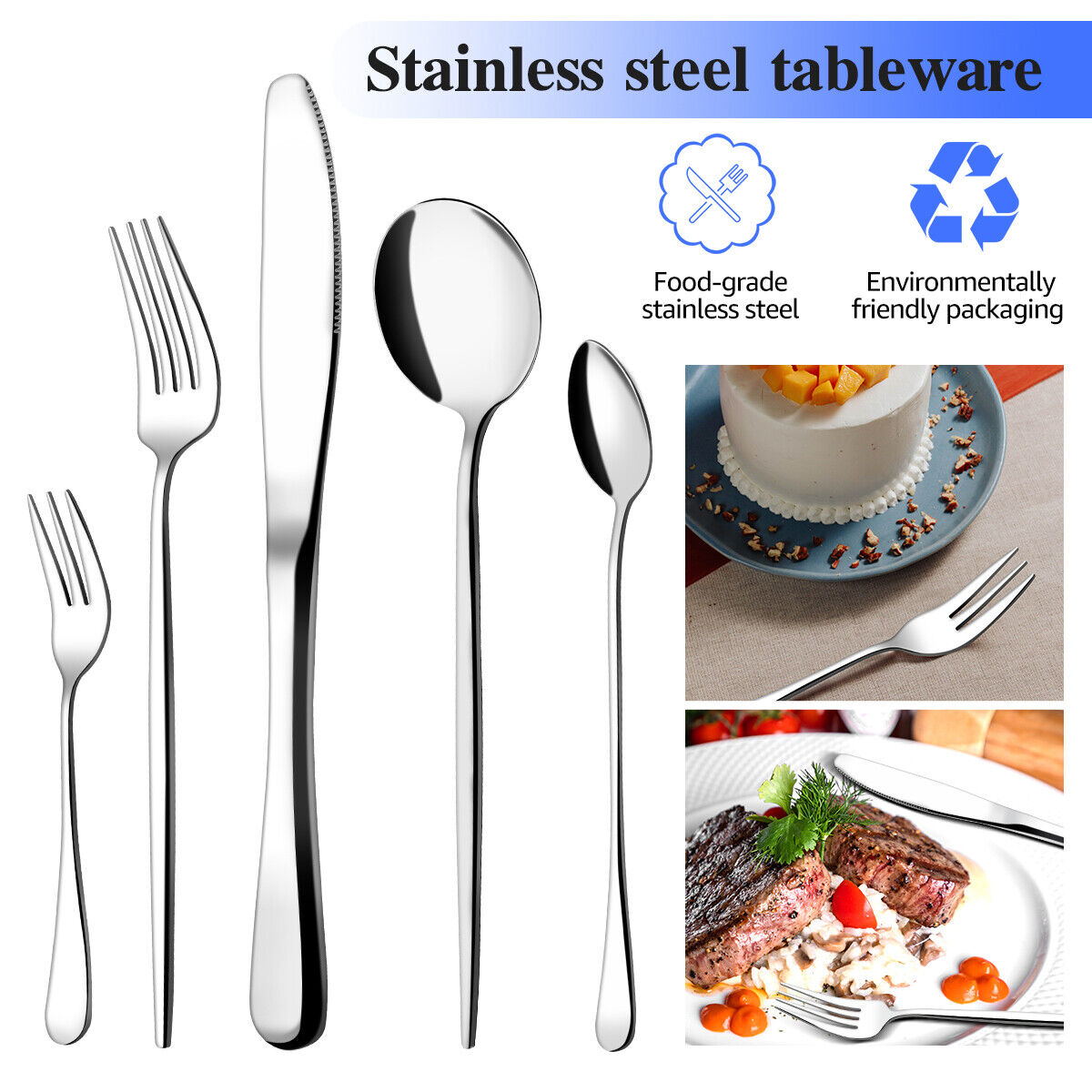 5x 5 Pieces Silver Silverware Set