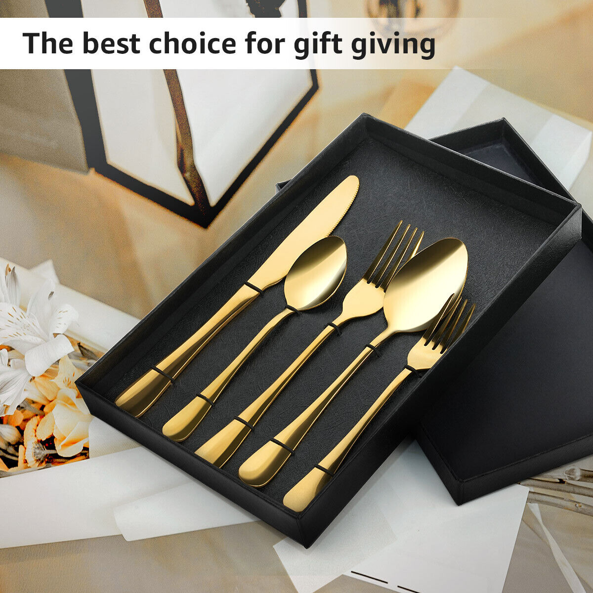 5x 5 Pieces Gold Silverware Set