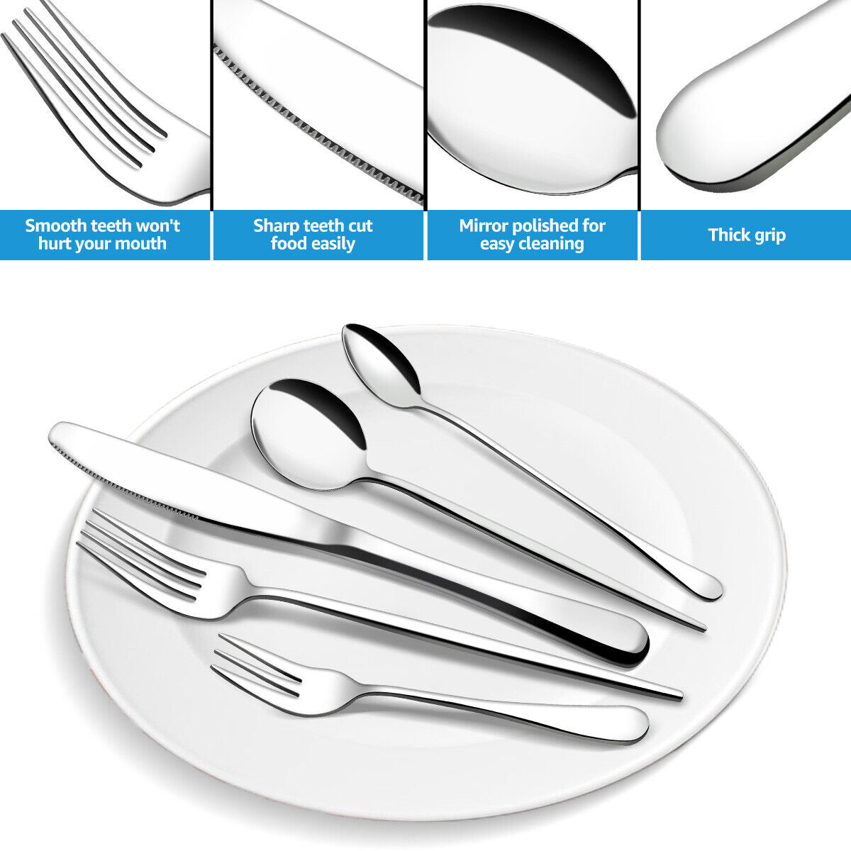 5x 5 Pieces Silver Silverware Set