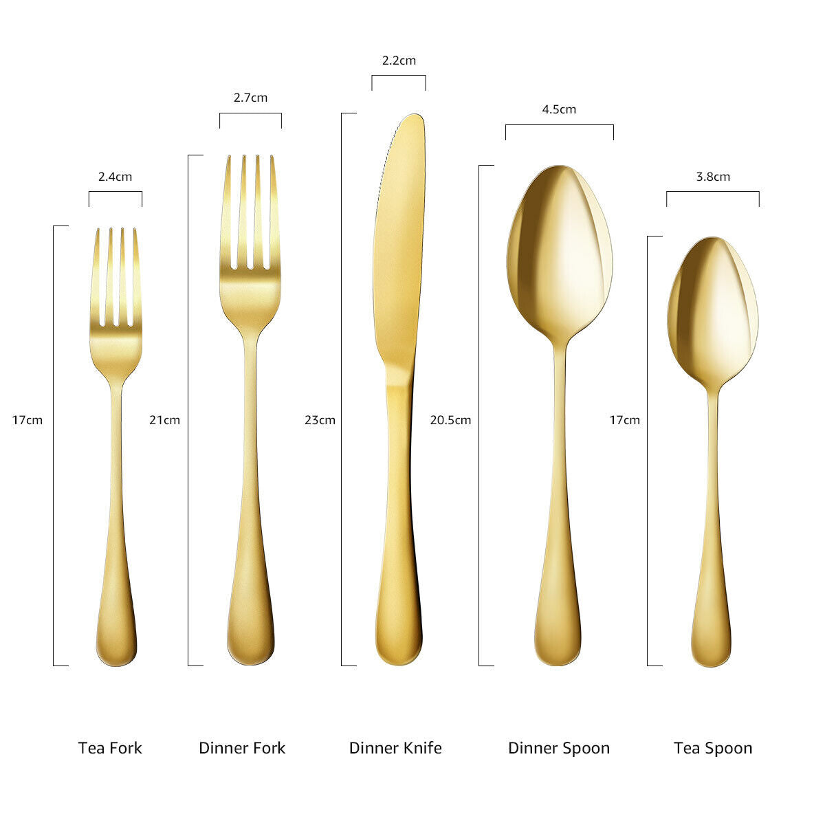 5x 5 Pieces Gold Silverware Set