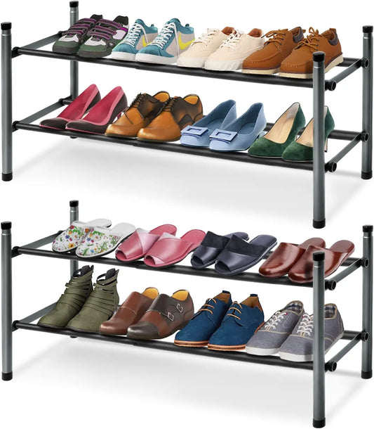 Tier Expandable Shoe Rack, Stackable and Adjustable Shoe Rack Organizer